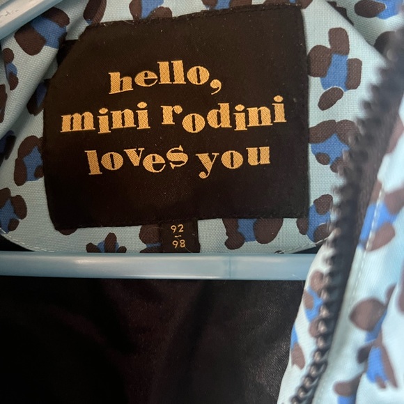 Mini Rodini Blue Leopard Kids Puffer Jacket with Faux Fur Hood - Picture 4 of 6